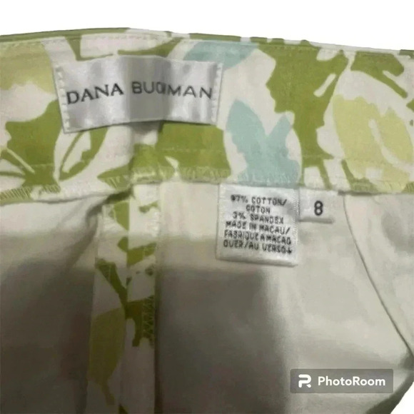Dana Buchman stretch high rise ankle women’s pants green white size 8 - Picture 3 of 5